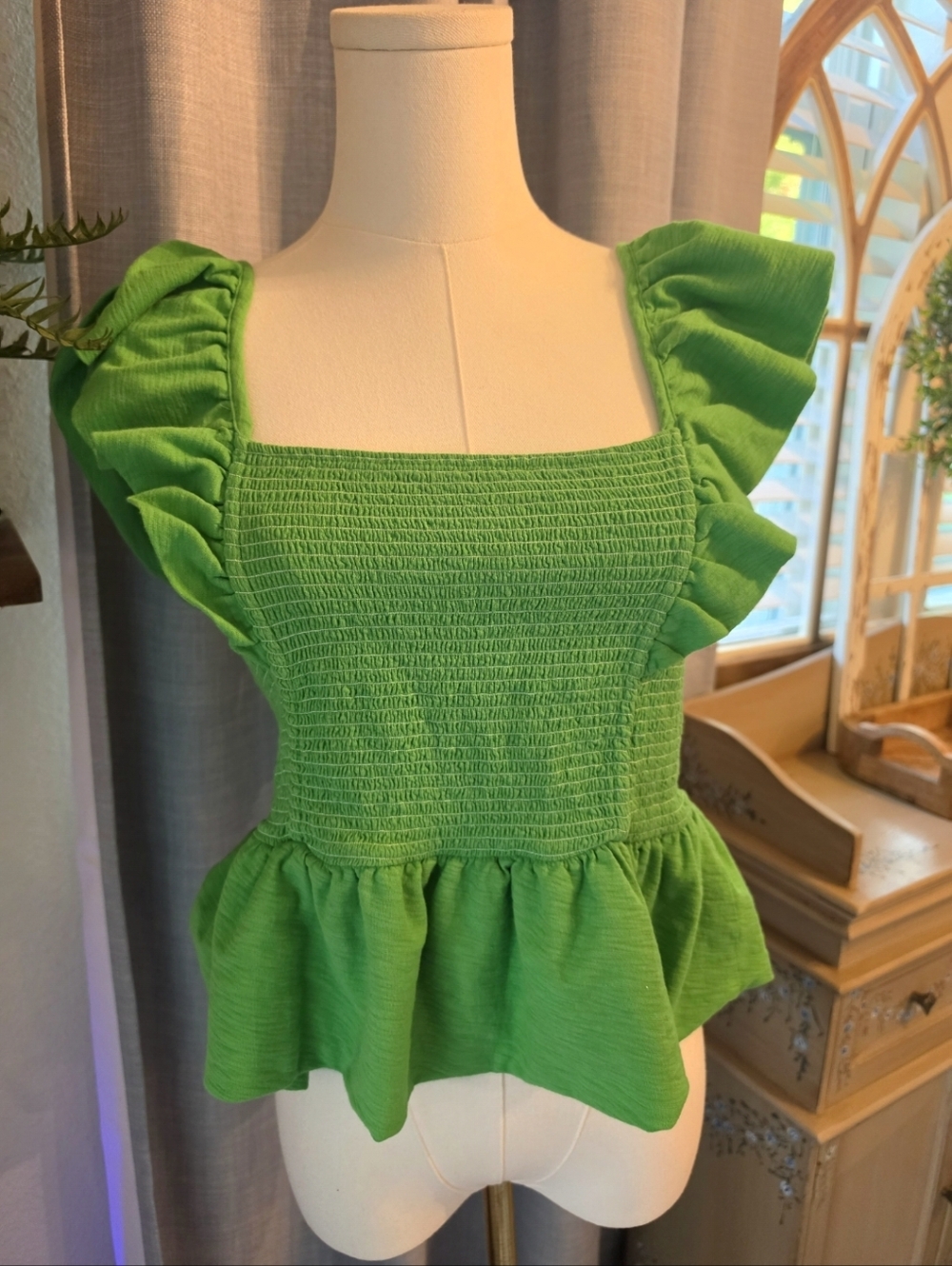 Nation Green Smocked Top